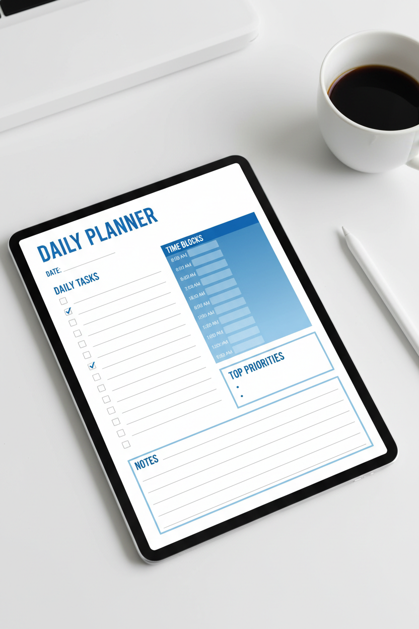 Free Daily Planner details - Task list and schedule layout